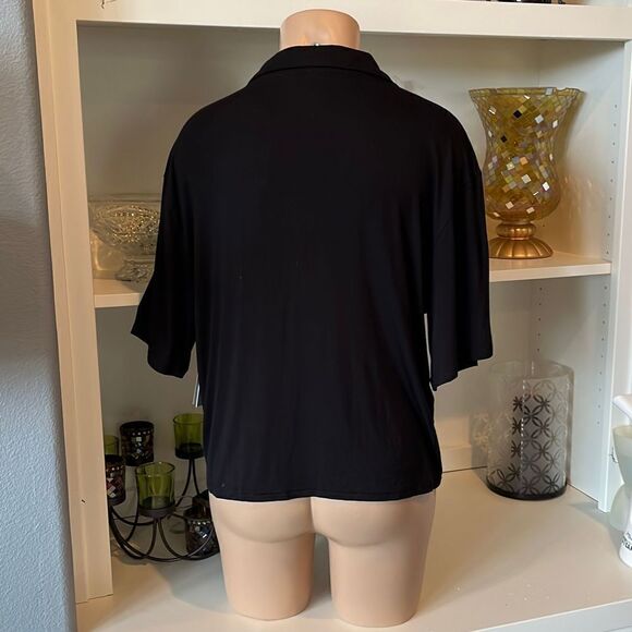 BP Nordstrom Woman’s Black Collar Button Crop Top - Picture 5 of 8